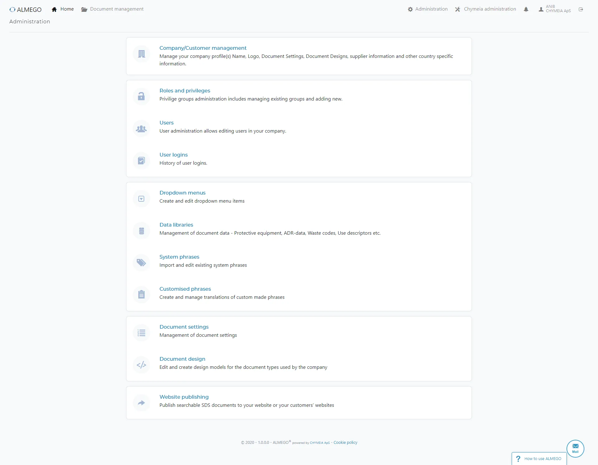 Admin Home – After redesign
