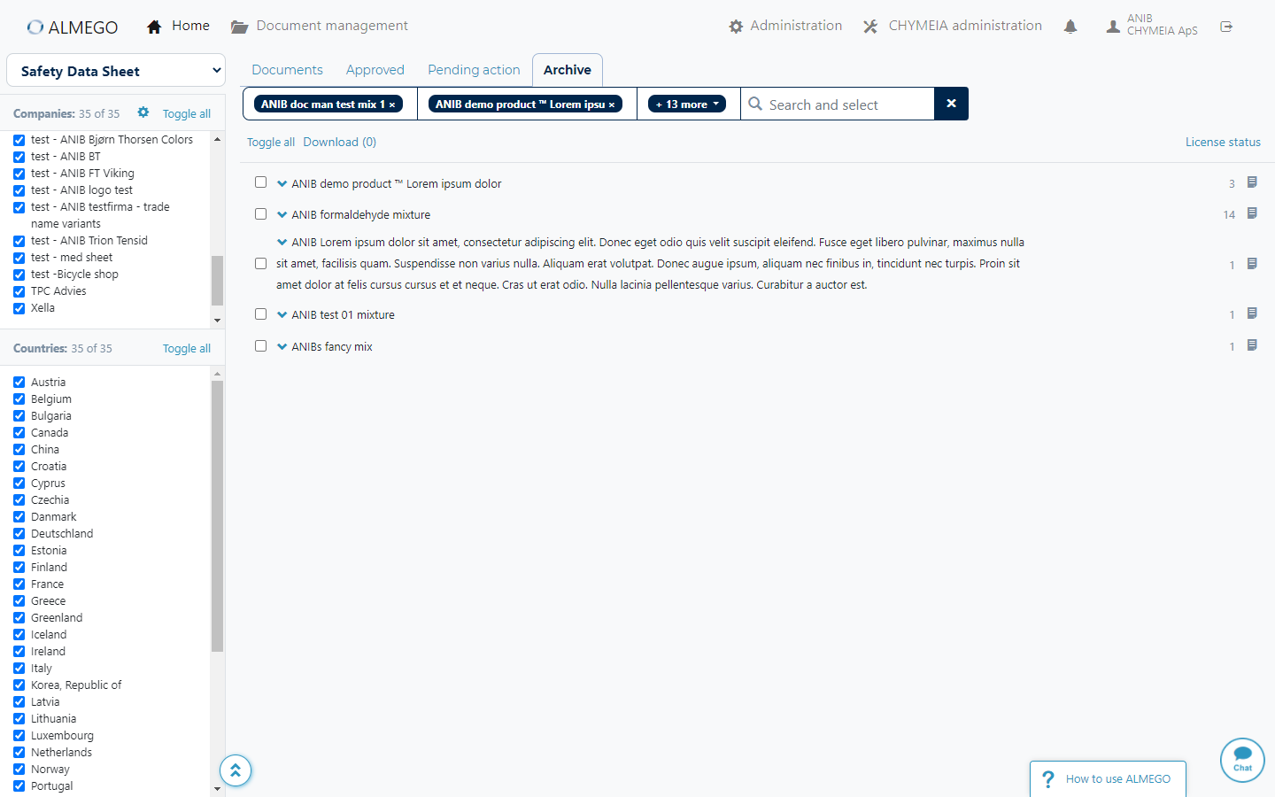 As part of the concept, we provided the ability to search for multiple products, generating a unique link to that particular view.<br><br>That also allowed us to deep-link from a particular product's chemical data page directly to its pertaining documents, something we couldn't do in the previous design.<br><br>This enabled users to quickly switch back and forth between editing data and generating new drafts to see the changes. 