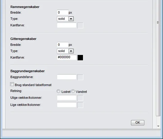 Table editor before